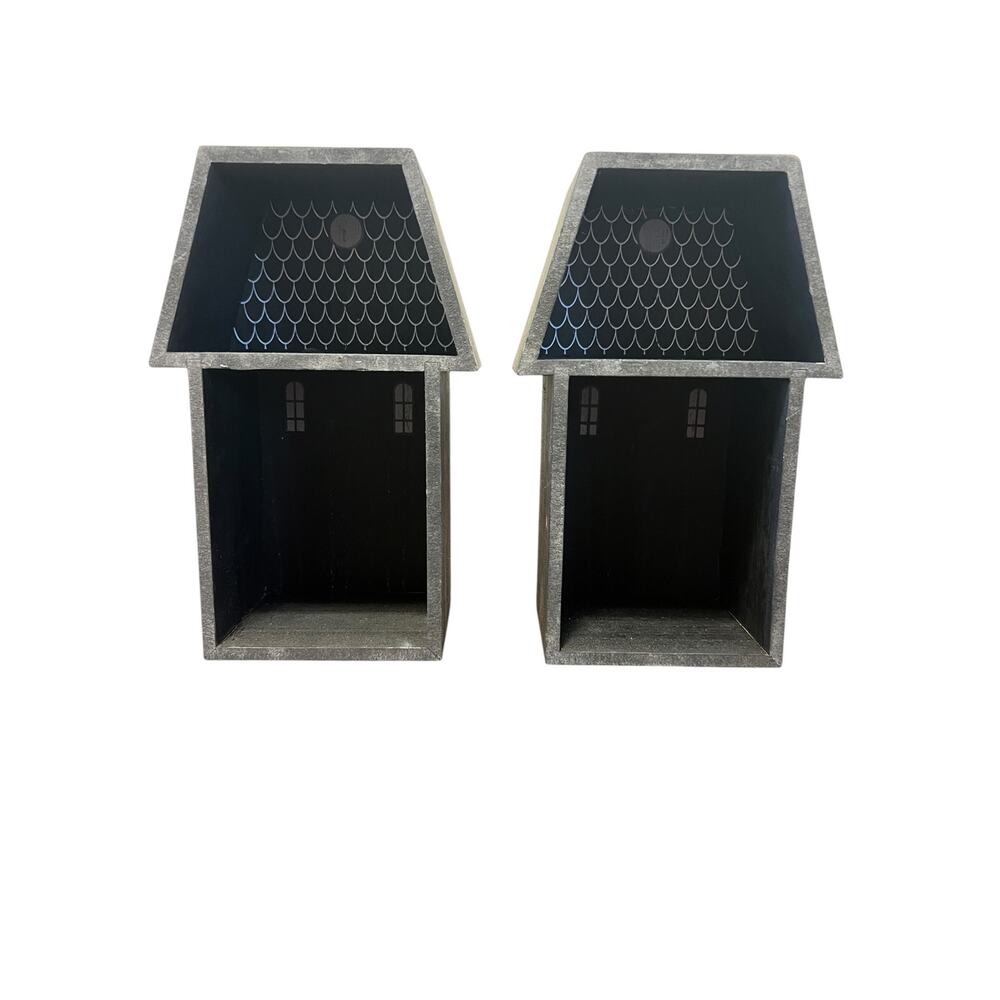 Two Halloween House Novelty Wood Shelf Wall Hangings
